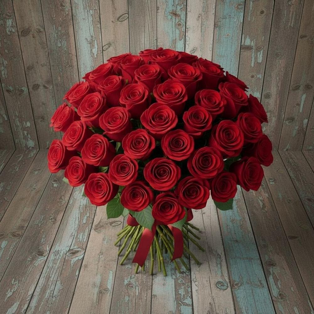 Букет 55 Красных роз Фридом в Кукуштан