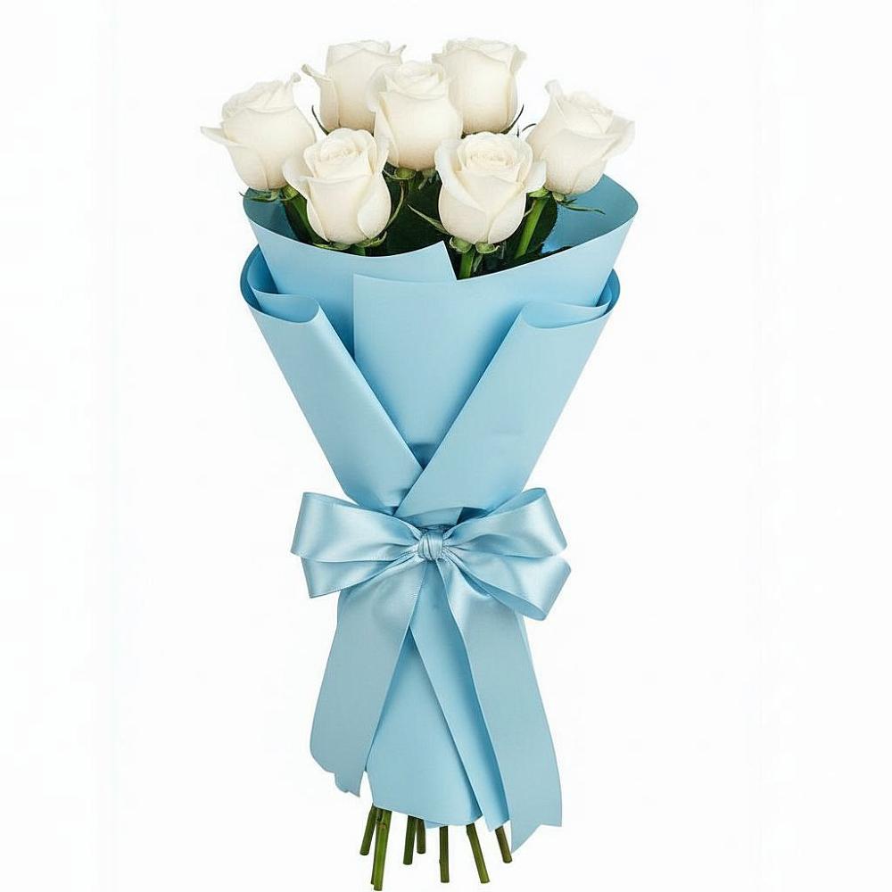 Букет 7 белых роз Проуд в Кукуштан