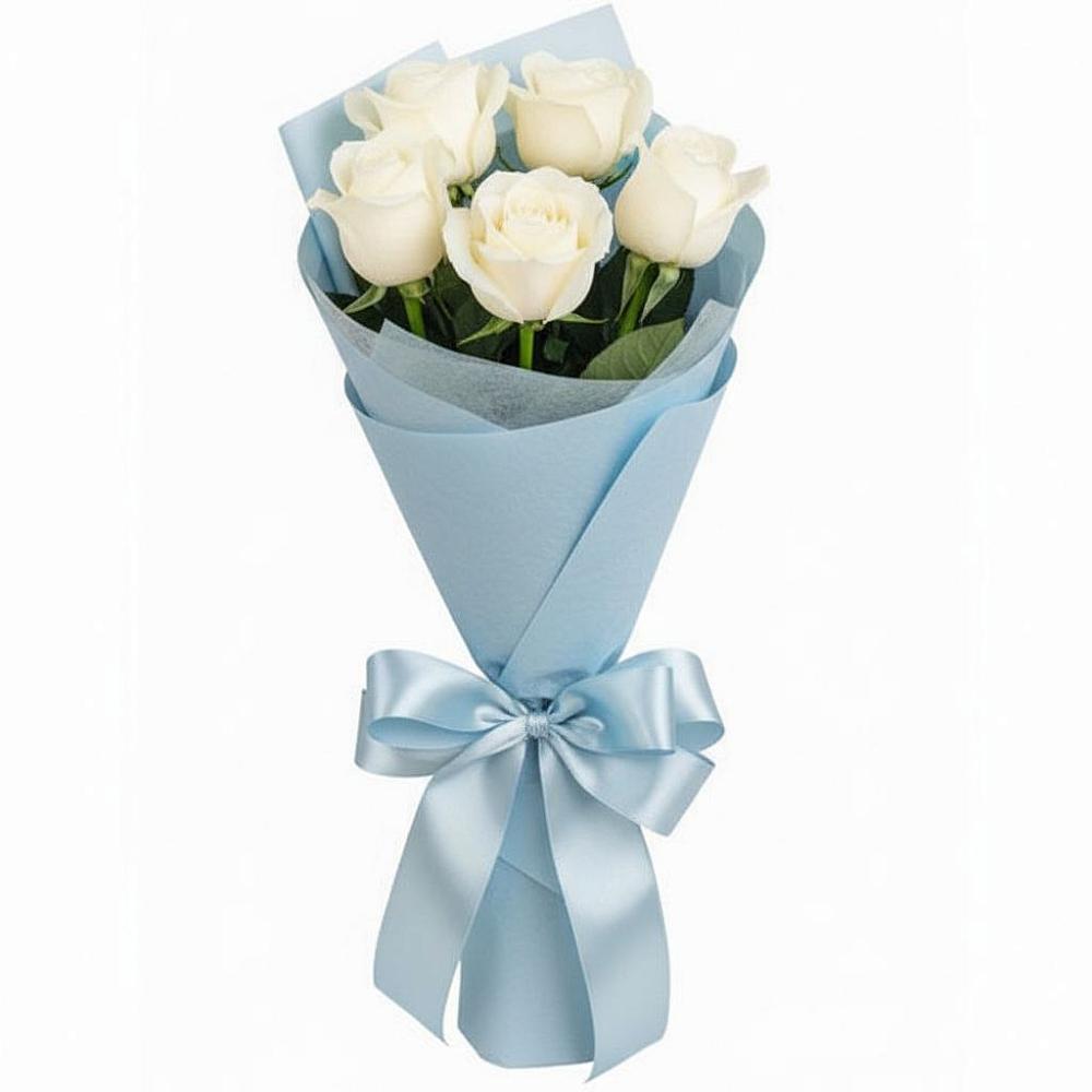 Букет 5 Белых роз Проуд в Кукуштан