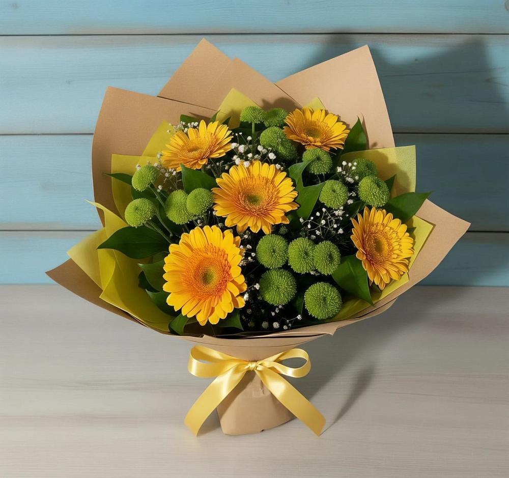 Букет цветов из: Герберы и Хризантемы в Кукуштан