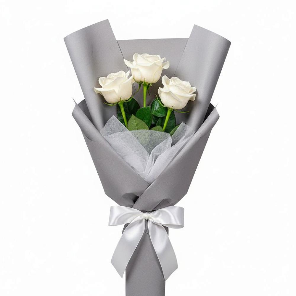 Букет 3 белые розы в Кукуштан