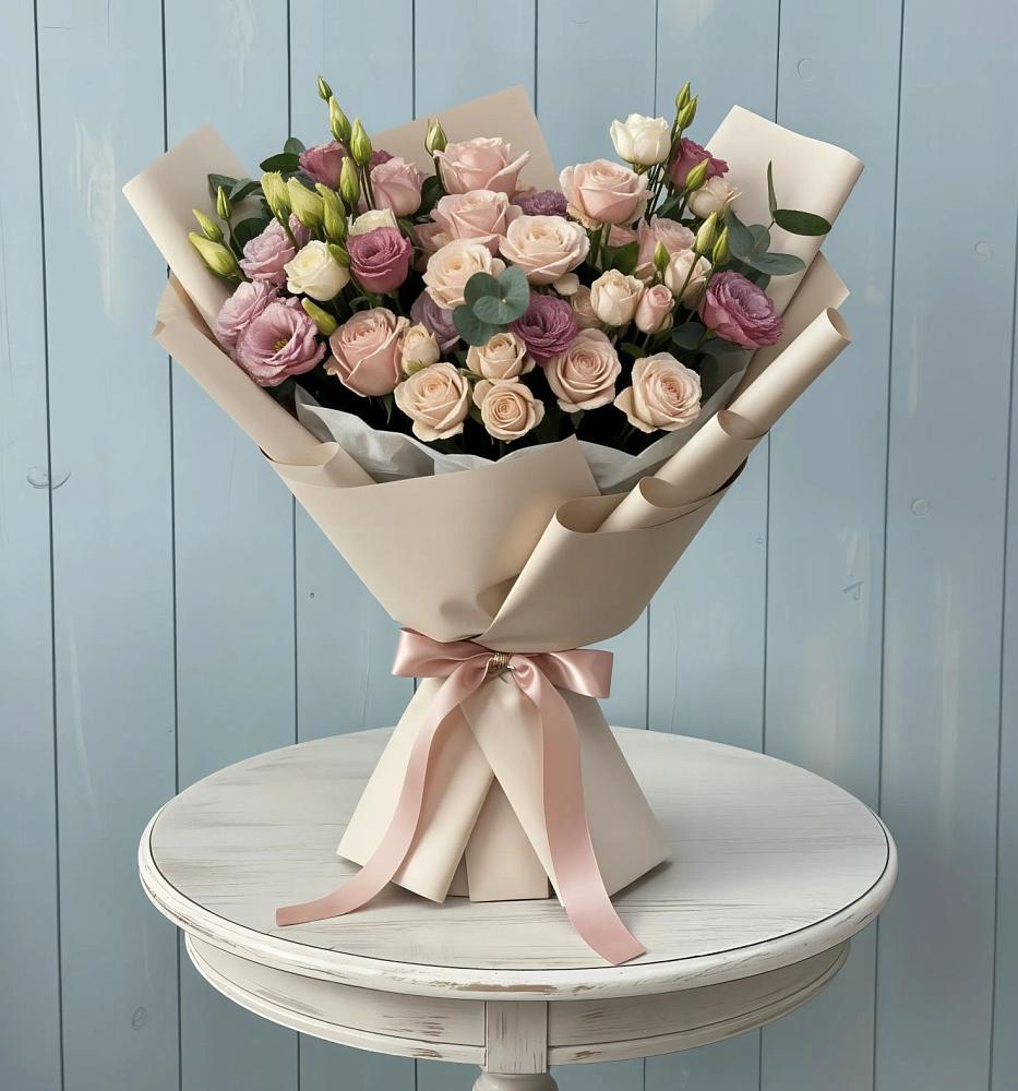 Букет цветов из: Розы и Лизиантусы в Кукуштан