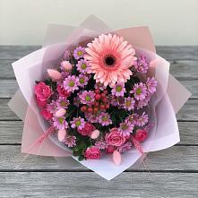 Букет цветов из:  Розы, Герберы и Хризантемы в Кукуштан