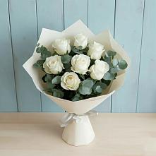Букет Белые розы в Эвкалипте #REPLACE_PRED# Кукуштан