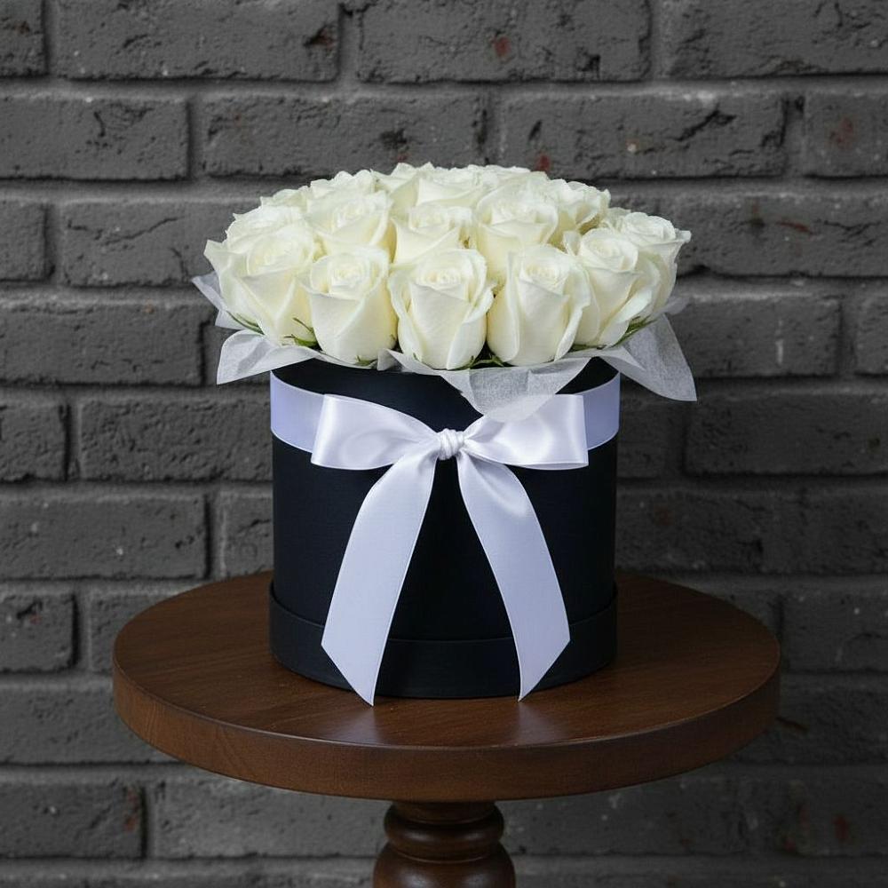 Цветочная композиция из Розы в шляпной коробке в Кукуштан