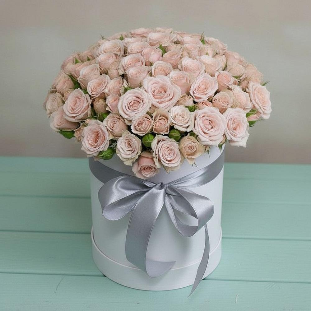 Цветочная композиция из Розы в шляпной коробке в Кукуштан